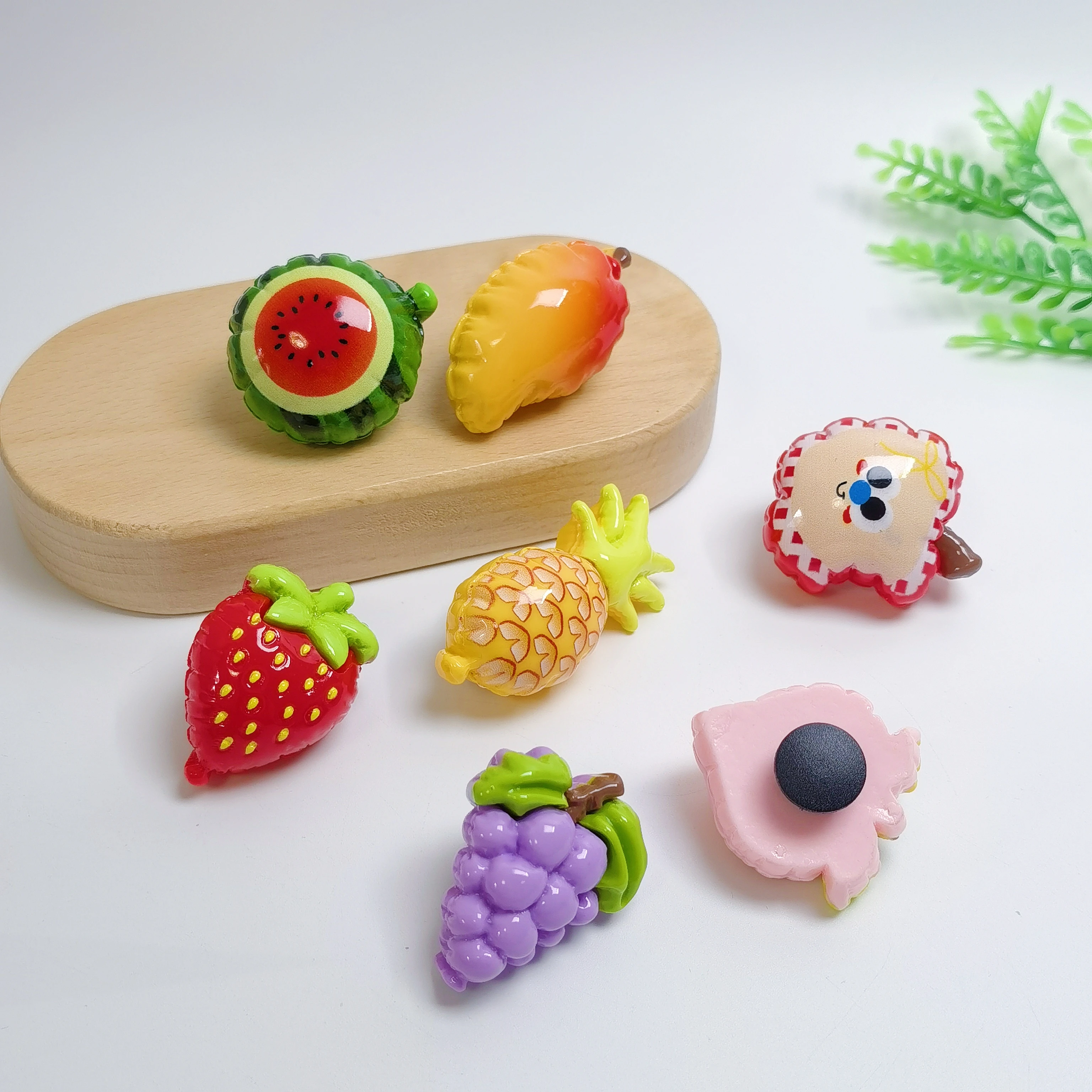 Cute Luminous Ghost Mini Figures Sweet 3D Fruit Strawberry Pineapple Resin Shoe Charms DIY Shoe Decoration Accessories