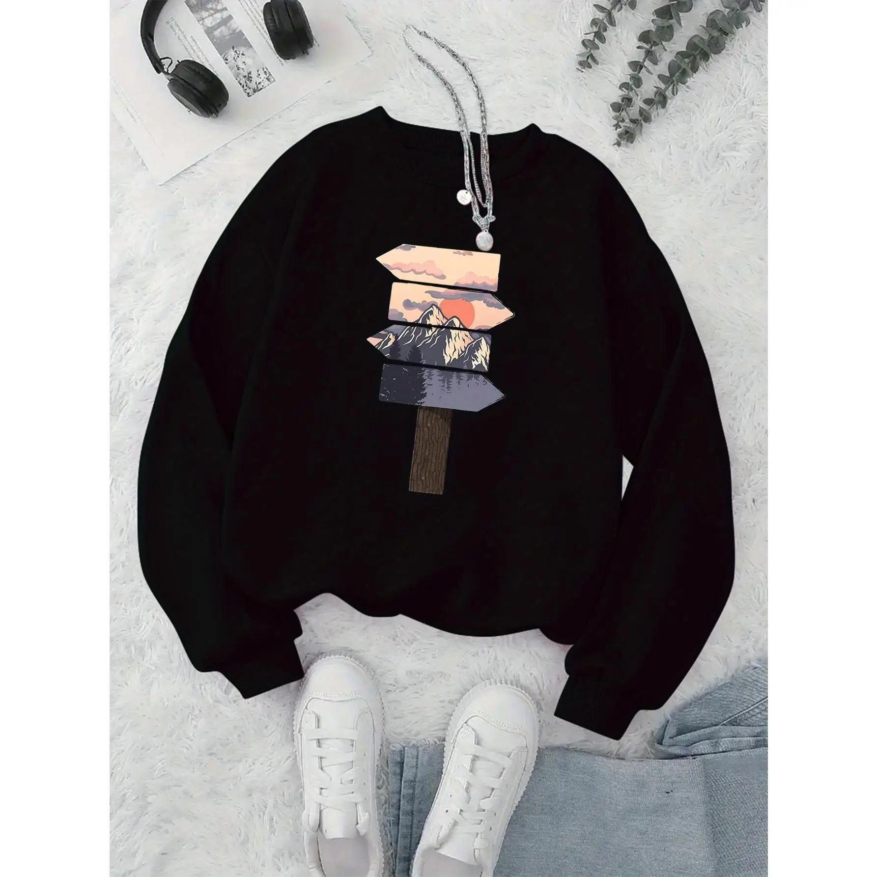 

Travel Adventure Sweatshirt Unisex Retro Road Trip Graphic Pullover Outdoor Nature Lover Wanderlust Cotton Top Gift