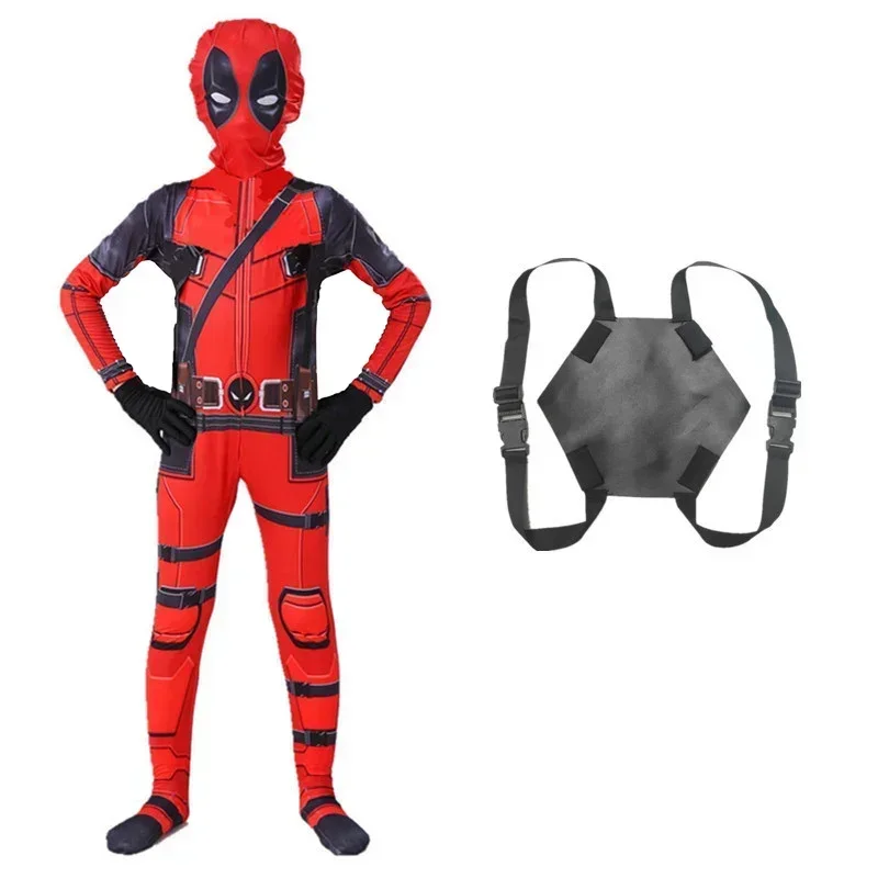 Deadpool Costume Superhero Jumpsuit Halloween Movie Cosplay Body SuitMask Leggings Holiday Show Playing Kids Gift