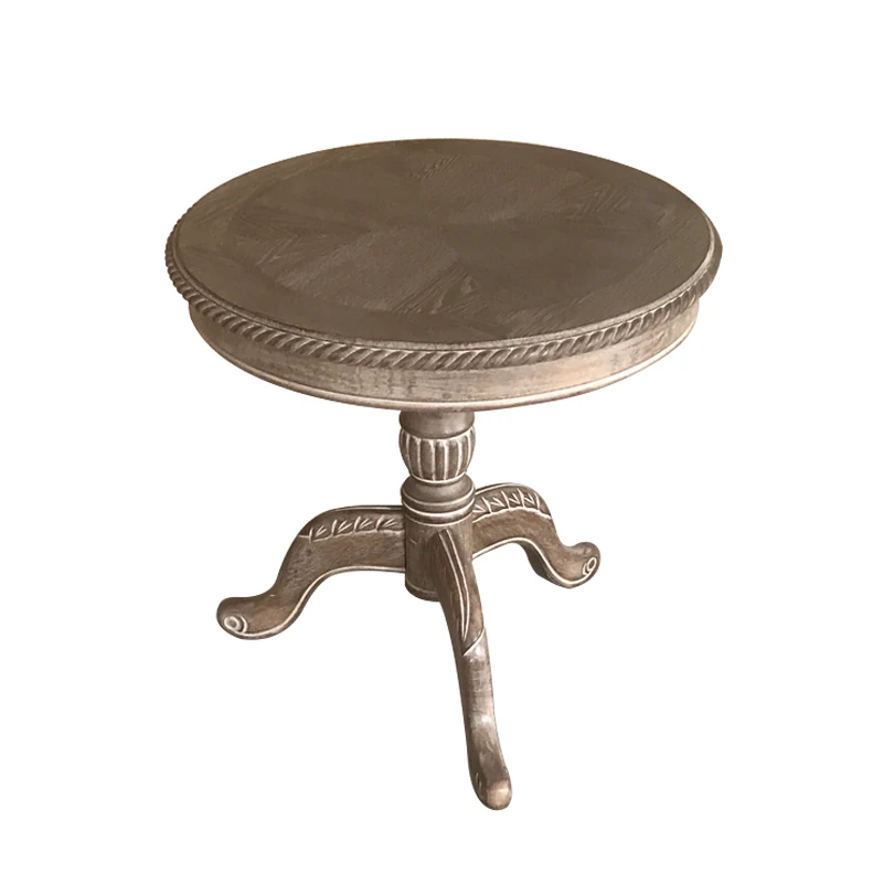 طاولة القهوة الرجعية الخشب الصلب غرفة المعيشة القديمة أريكة الزاوية المستديرة عدد قليل من الطاولة المستديرة الصغيرة الأوروبية شرفة البلاد الأمريكي قليلة