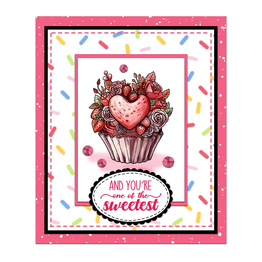 Mangocraft Sweet Hearts Cupcakes Clear Stamps Metal Cutting Dies Love Valentine's DIY Scrapbooking Supplies Stamp Dies For Cards