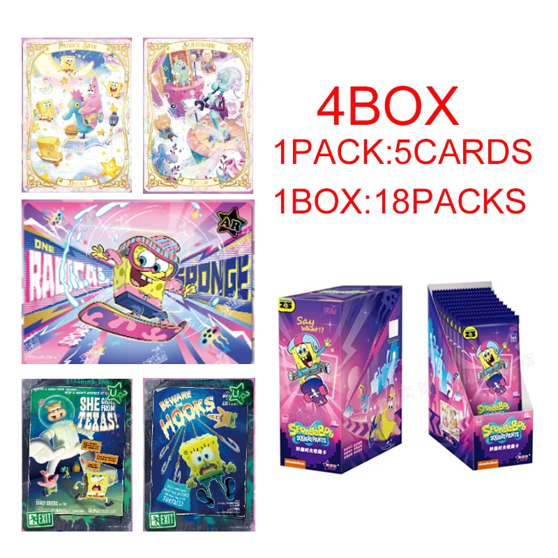 KAYOU SpongeBob SquarePants Joyful Moments Collectible Cards Deluxe FE Pack wave1 4 Boxes Sealed Booster Hobby Set Rare Cards