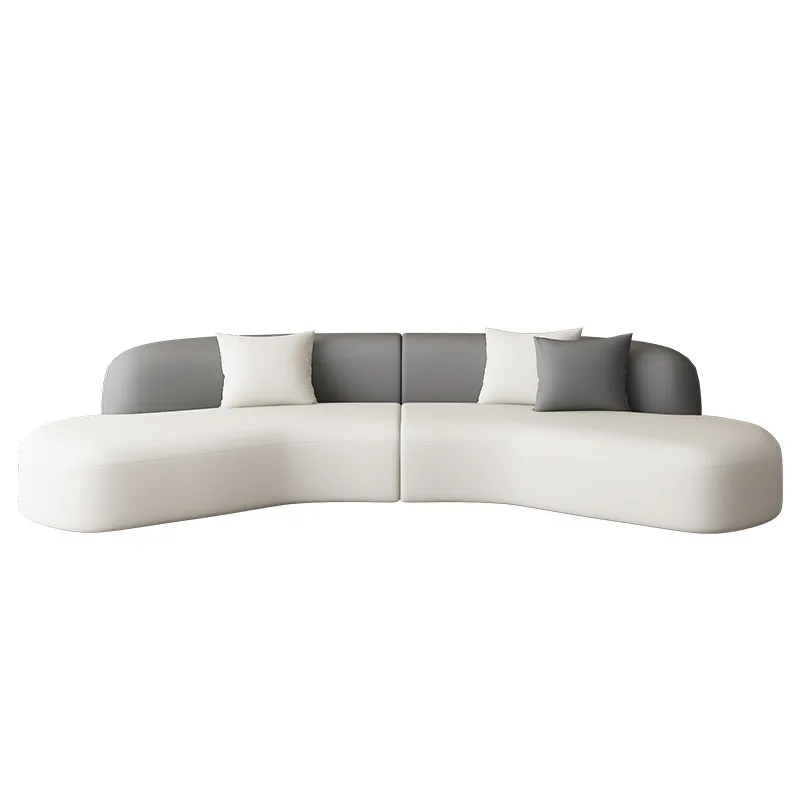 

Light luxury leather sofa hotel lobby clubhouse lounge area curved sofa office reception sofa chair