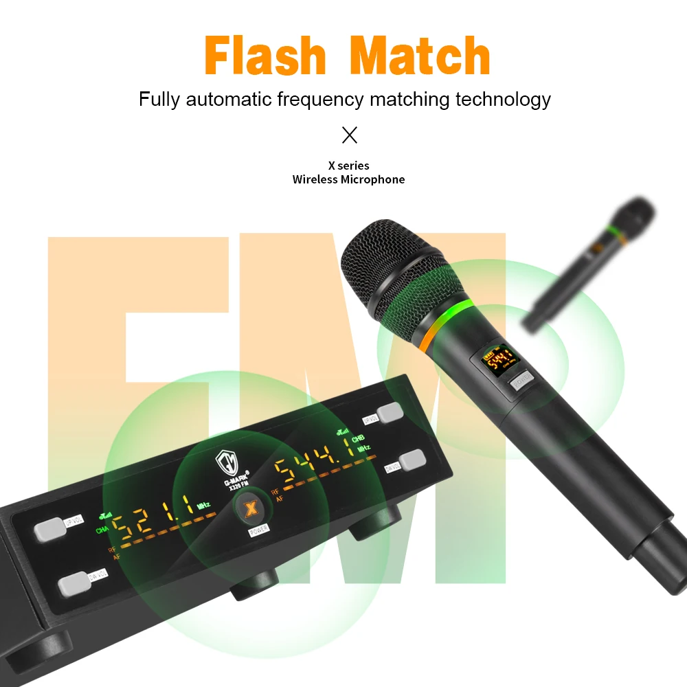 Microfono Wireless G-MARK X320FM microfono professionale per Karaoke frequenza corpo in metallo regolabile 80M per Stage Chruch Party Wedding