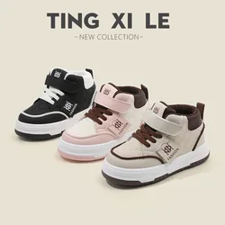 Children's Sneakers2024Spring and Autumn Boys' Casual Sneakers New High-Top Girls' White Shoes Soft-Soled Shoes for Baby Single