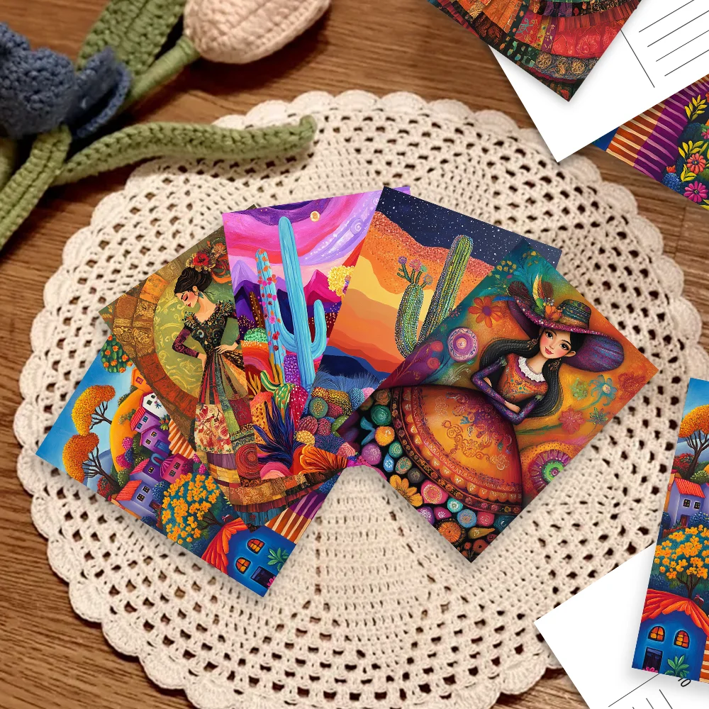 

16pcs,Fantasy Desert Hand-drawn Decoration Postcards, birthday/anniversary gifts, collectibles, suitable for gift-giving