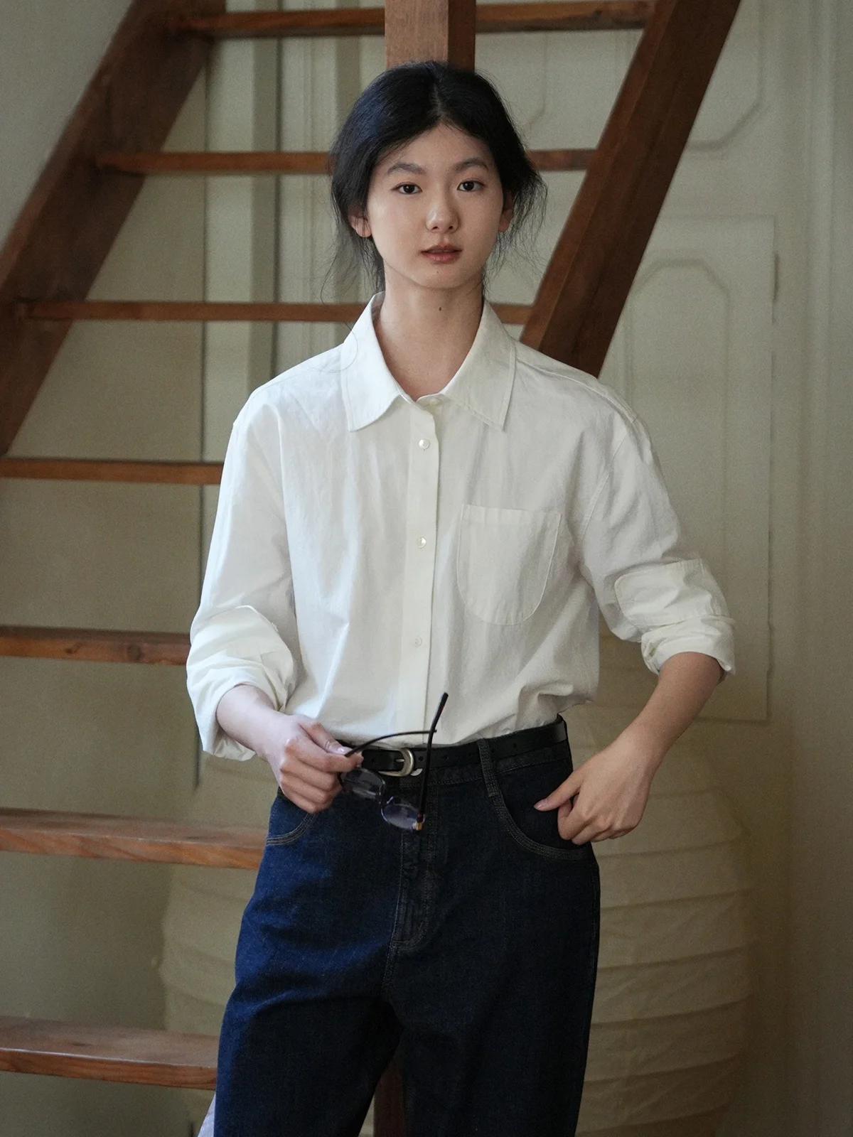 

Женская рубашка DAILYCLOSET Commuter с длинным рукавом, классическая, из хлопка, комфортная, дышащая, в корейском стиле, свободного кроя