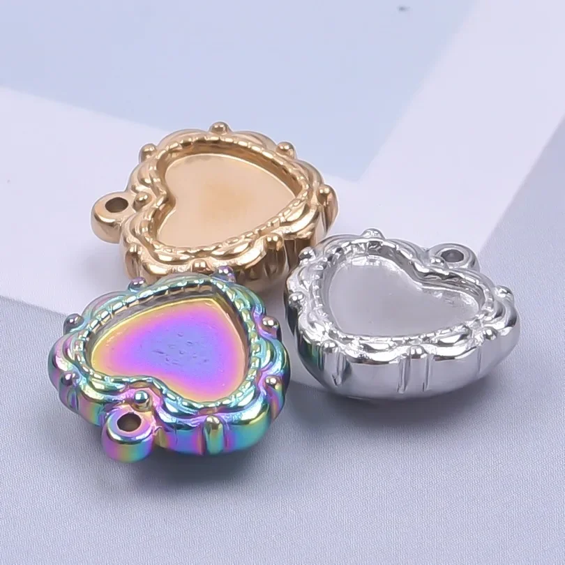 

WZNB 5Pcs Solid Half Hearts Charms Geometry Stainless Steel Pendant for Jewelry Making Handmade Earring Necklace Diy Accessories