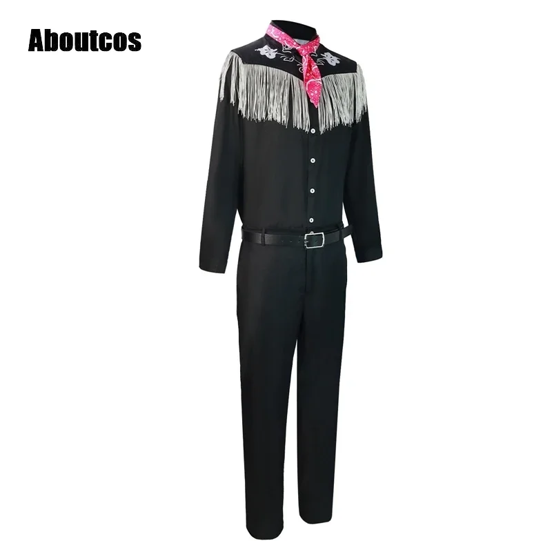 Movie Ken Barbie Cosplay Costume Aboutcos Stripe Pink Shirt and Shorts Set for Men Beach Wear Hat Set Adult Costumes Suit