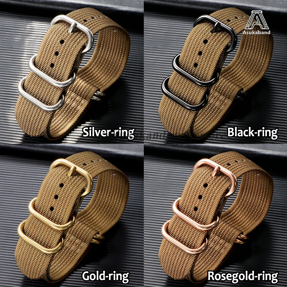 5-ring Buckle Nylon High Density Watch Band 18/20/22/24mm Straps Woven Canvas Bracelets Sport Wristbands Resistant Durable Belt