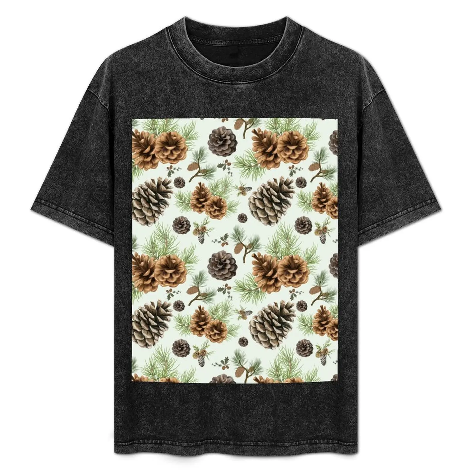 Botanical Earthy Pinecone Pattern T-Shirt essential t shirt graphic tee shirt men t shirts high quality