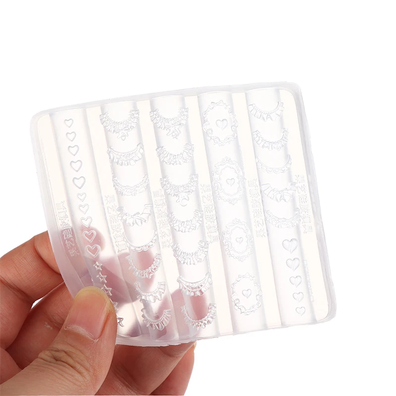 الفرنسية تنورة ستار القلب نمط الإستنسل قوالب ثلاثية الأبعاد الدانتيل تقليم مسمار الفن قالب من السيليكون لتقوم بها بنفسك أدوات نحت مانيكير اكسسوارات