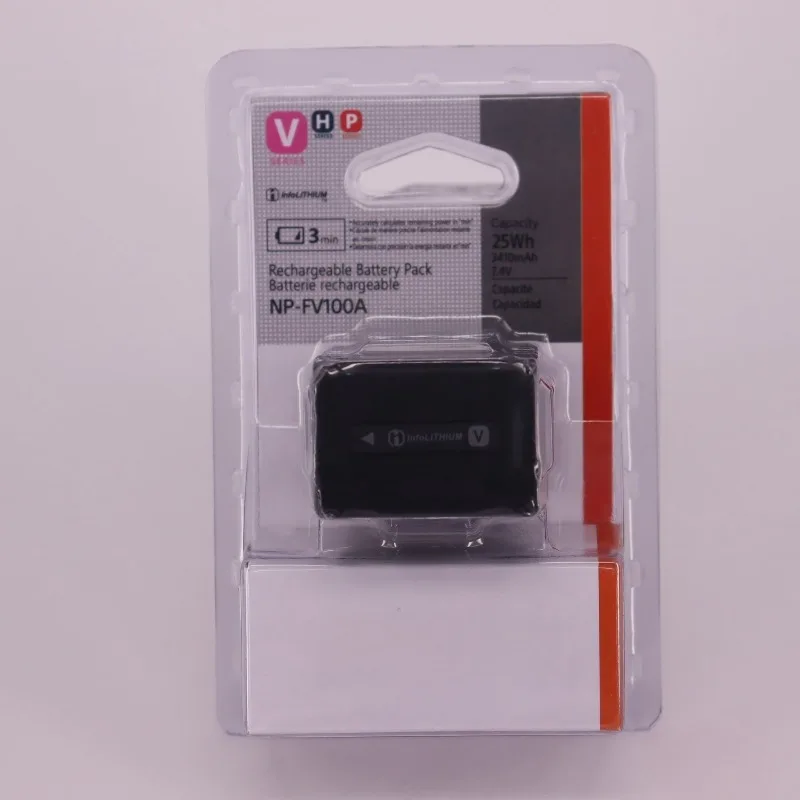 Bateria NP-FV100A de alta capacidade 3410mAh para filmadora Sony PXW-Z190 PXW-Z150 PXW-X70 FDR-AX700 FDR-AX60