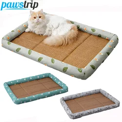 Cama de ratán cómoda para mascotas, esterilla de hielo para perros pequeños, nido para gatos, cojín para cachorros, suministros para mascotas, Verano