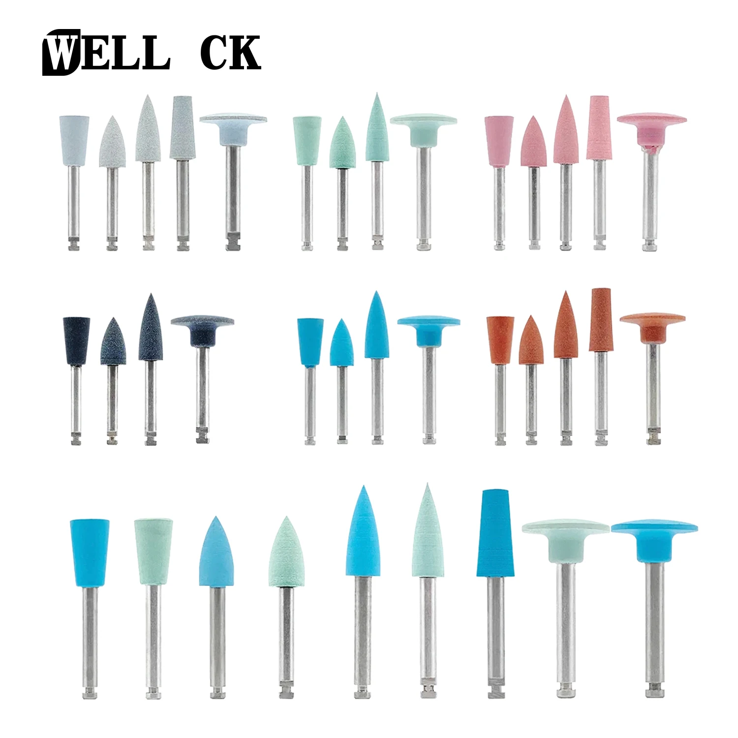 WELLCK Dental silikonowe głowice szlifierskie polerka zębów do maszyny o niskiej prędkości polerowanie narzędzia dentystyczne laboratorium dentystyczne 12 sztuk/10 sztuk/paczka