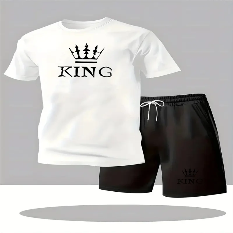 

Summer men's round neck short sleeved T-shirt and shorts two-piece outdoor casual sports men's short sleeved set