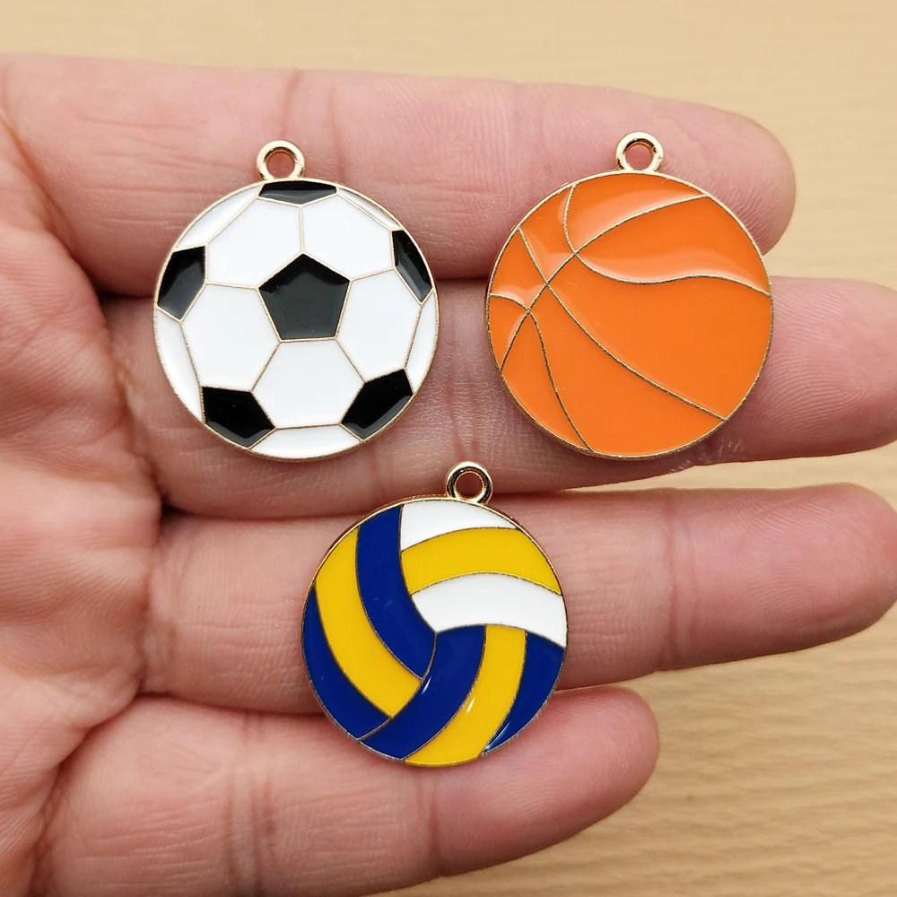 10szt Biżuteria Charms Piłka nożna Koszykówka Siatkówka Akcesoria Diy Making Kolczyk Brelok Bransoletka Wisiorek Metal Pozłacany