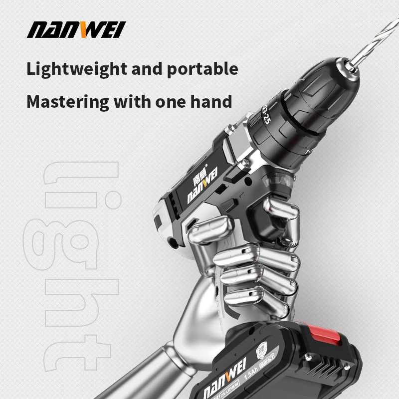 NANWEI 21V Small Handheld Drill Household Electric Screwdriver Cordless Drill Drilling Tools