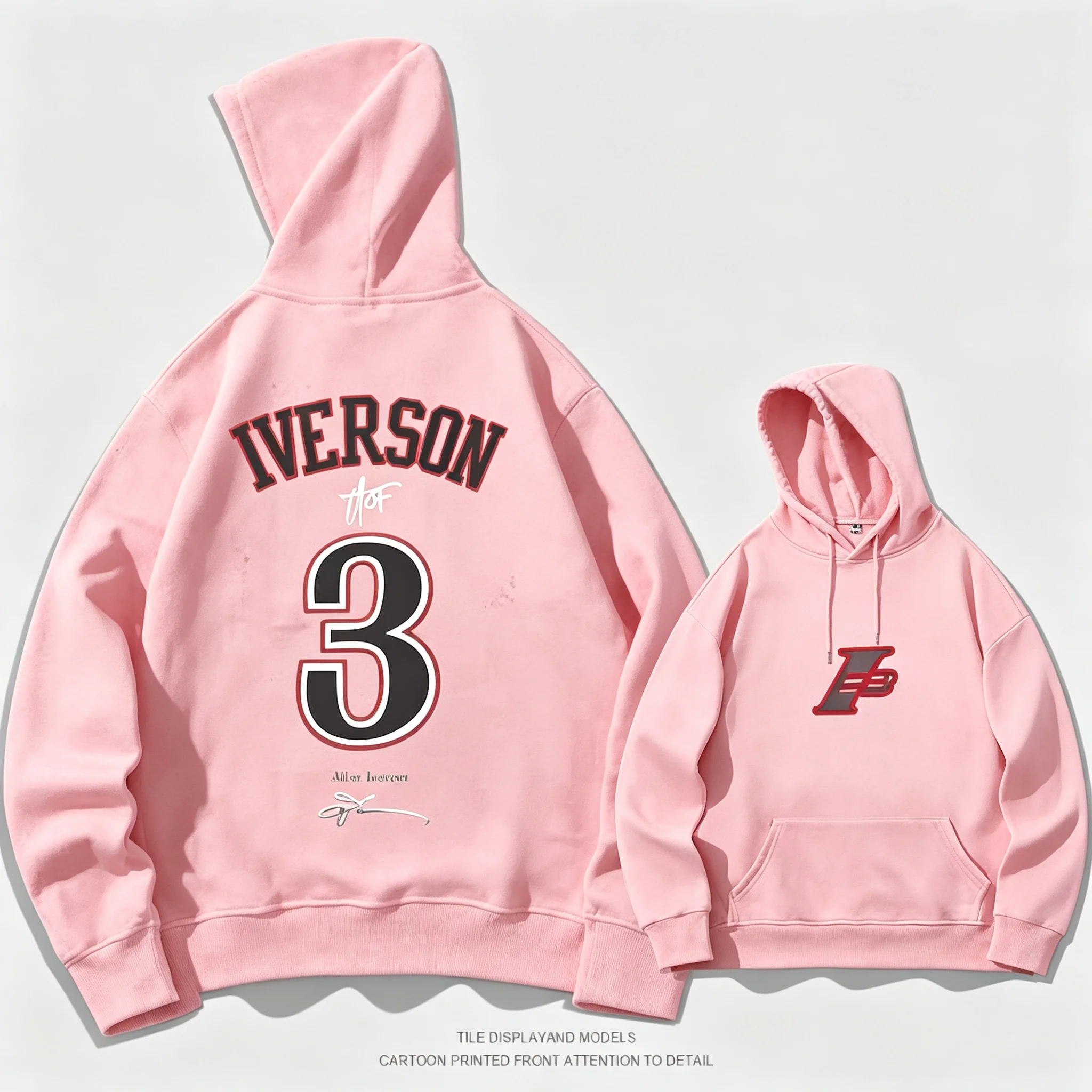 Iverson Nr. 3 Kapuzenpullover für Herren und Damen, Frühling und Herbst, Winter, Jugend, trendiger Basketball-Sport, lockerer Freizeitmantel, Streetwear – Detail 9