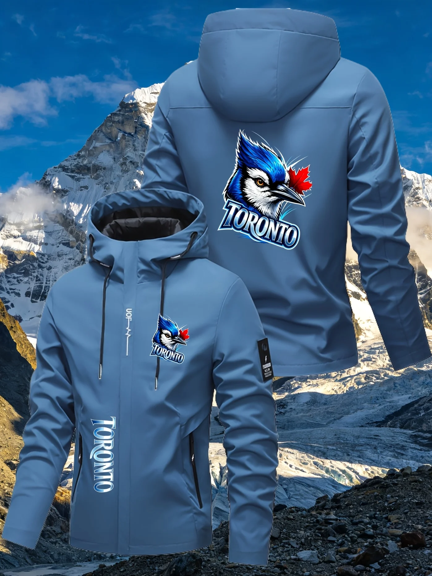Men's Jacket, Women's/unisex Jacket, Canadian Blue Tit Pattern, Maple Leaf Logo, Toronto Letter Print,