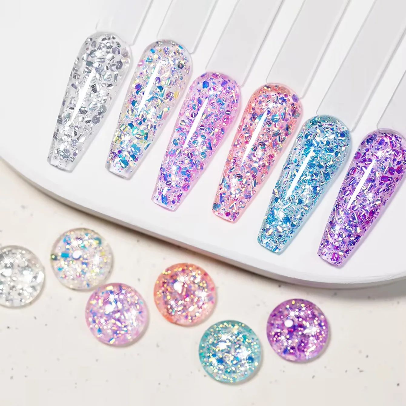 MN 2026 Autumn New Arrival Sparkling Bubble Glitter Gel Nail Polish, Super Shiny Large Flakes, Holographic Flash Nail UV Gel