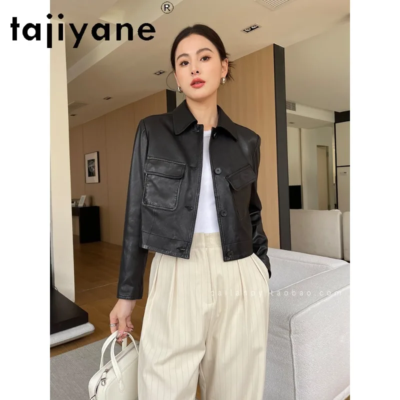 TAJIYANE Genuine Leather Jacket Women Coats Vegetable Tanned Sheepskin Short Leather Outerwear Thin Jackets 2026 Косуха Casual