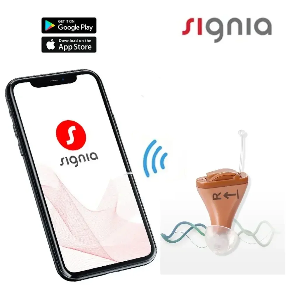 Signia Digitaal onzichtbaar gehoorapparaat RUN Click CIC ITC 8-kanaals met smartphone-app Fit Dry Case - afbeelding 2