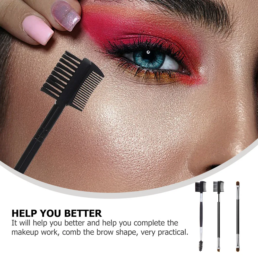 

3Pcs Dual-head Eyebrow Brush Comb Durable Eyelash Brushes High-quality Fiber Women Beauty Tool Brush Efficient
