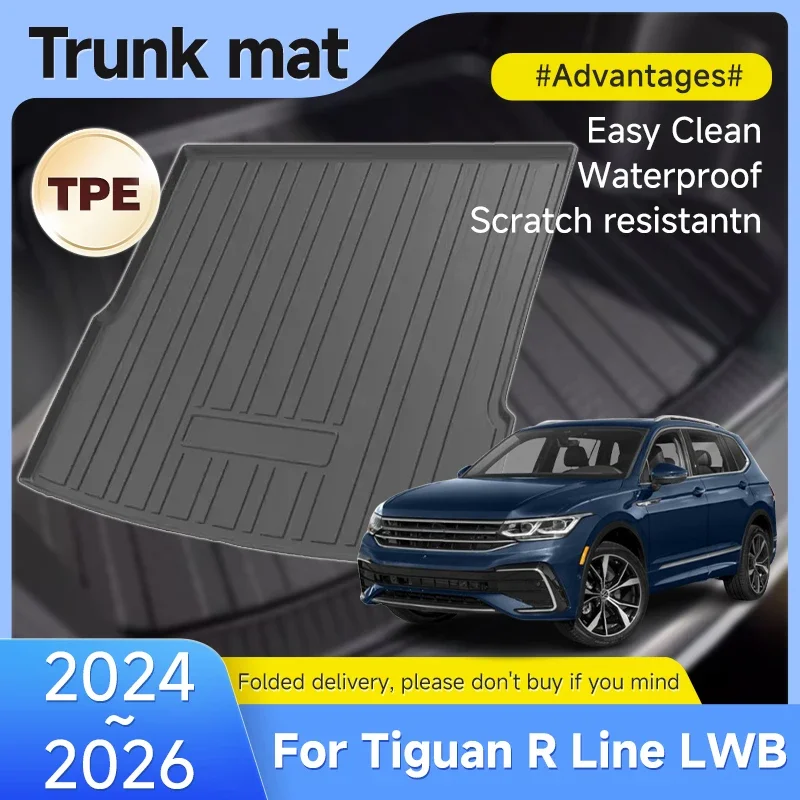 Upgraded TPE Material Trunk Mat For Volkswagen VW Tiguan R Line LWB Accessories 5seat 2024 2025 2026 Waterproof Carpet Auto Part