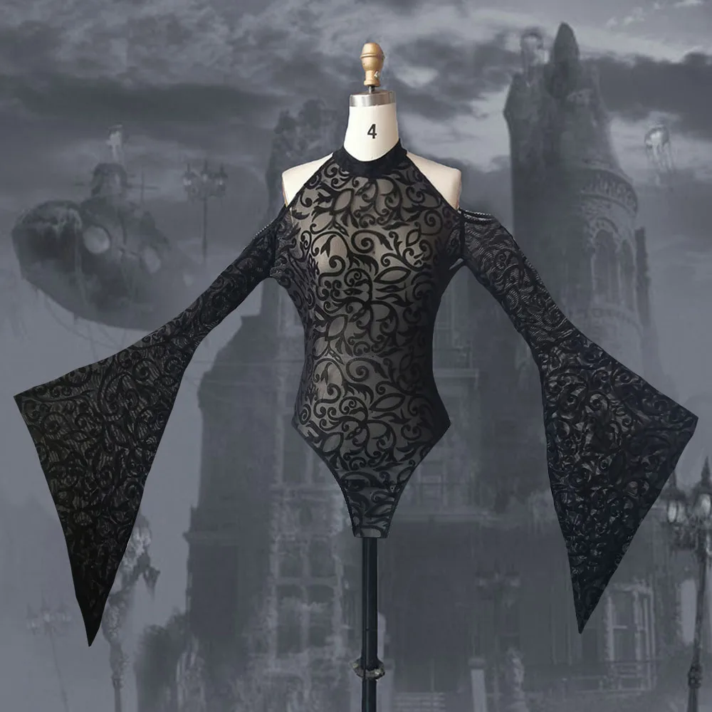 Rosetic Vintage Fashion Gothic Sexy Lace Bodysuits Women Flared Sleeve Black Overalls 2023 Autumn Off Shoulder Jumpsuit Short