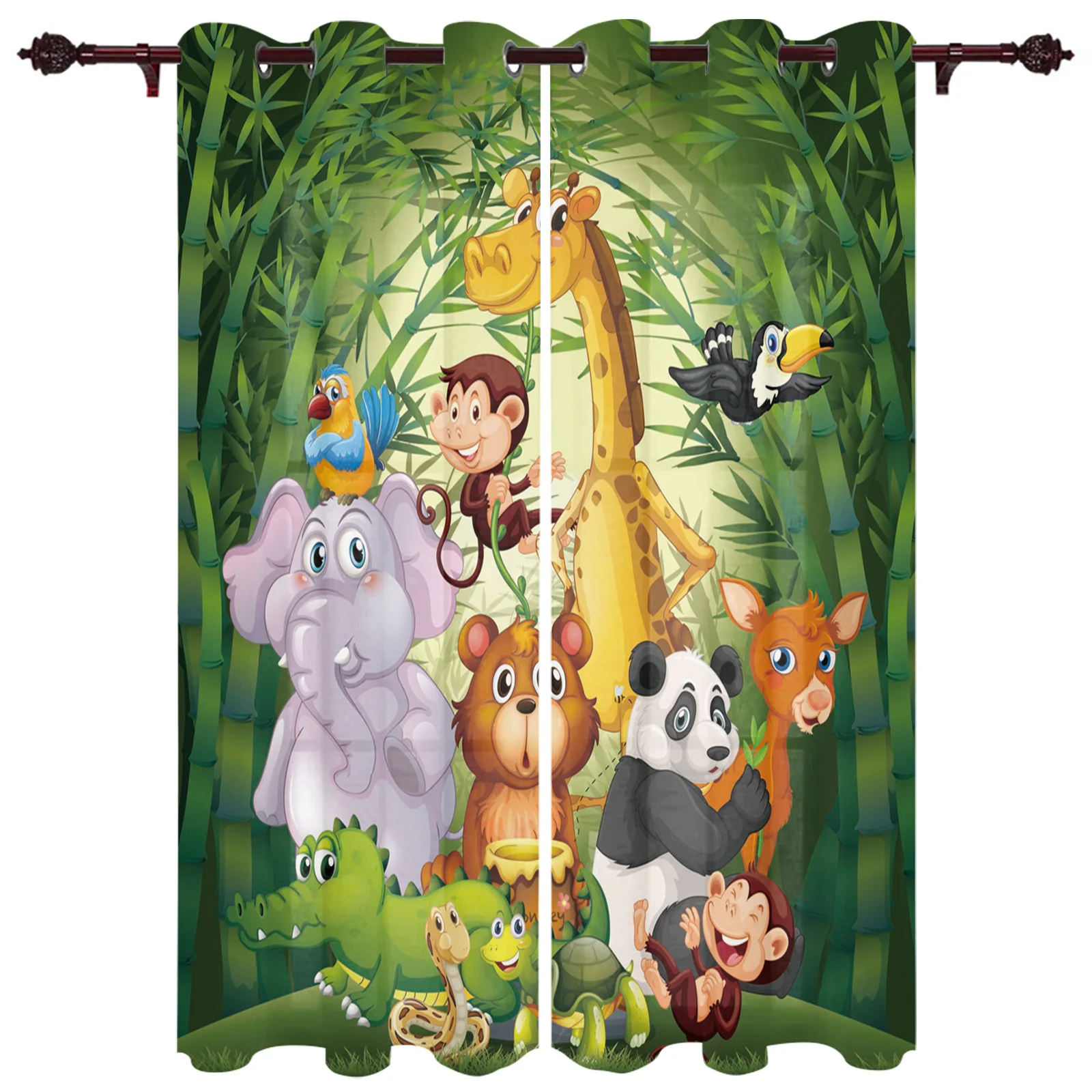 Children Curtains for Living Room Bedroom Animal Curtains for Kids Boys Girl Forest Zoo Cartoon Jungle Window Treatment Drape