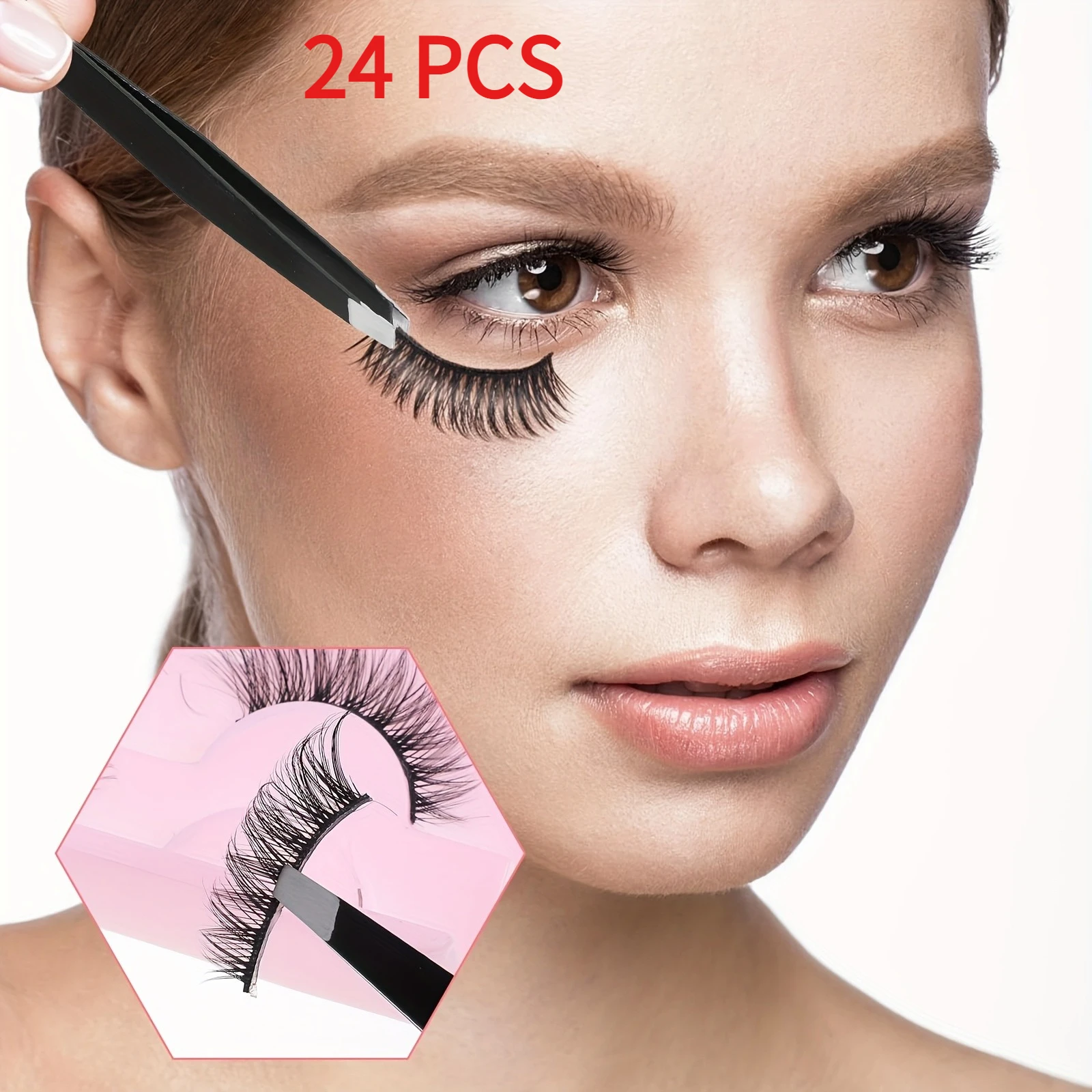 24pcs Eyebrow Tweezers, Stainless Steel Slanted Precision Tweezers, Suitable for Facial Hair Removal and Eyelash Extension