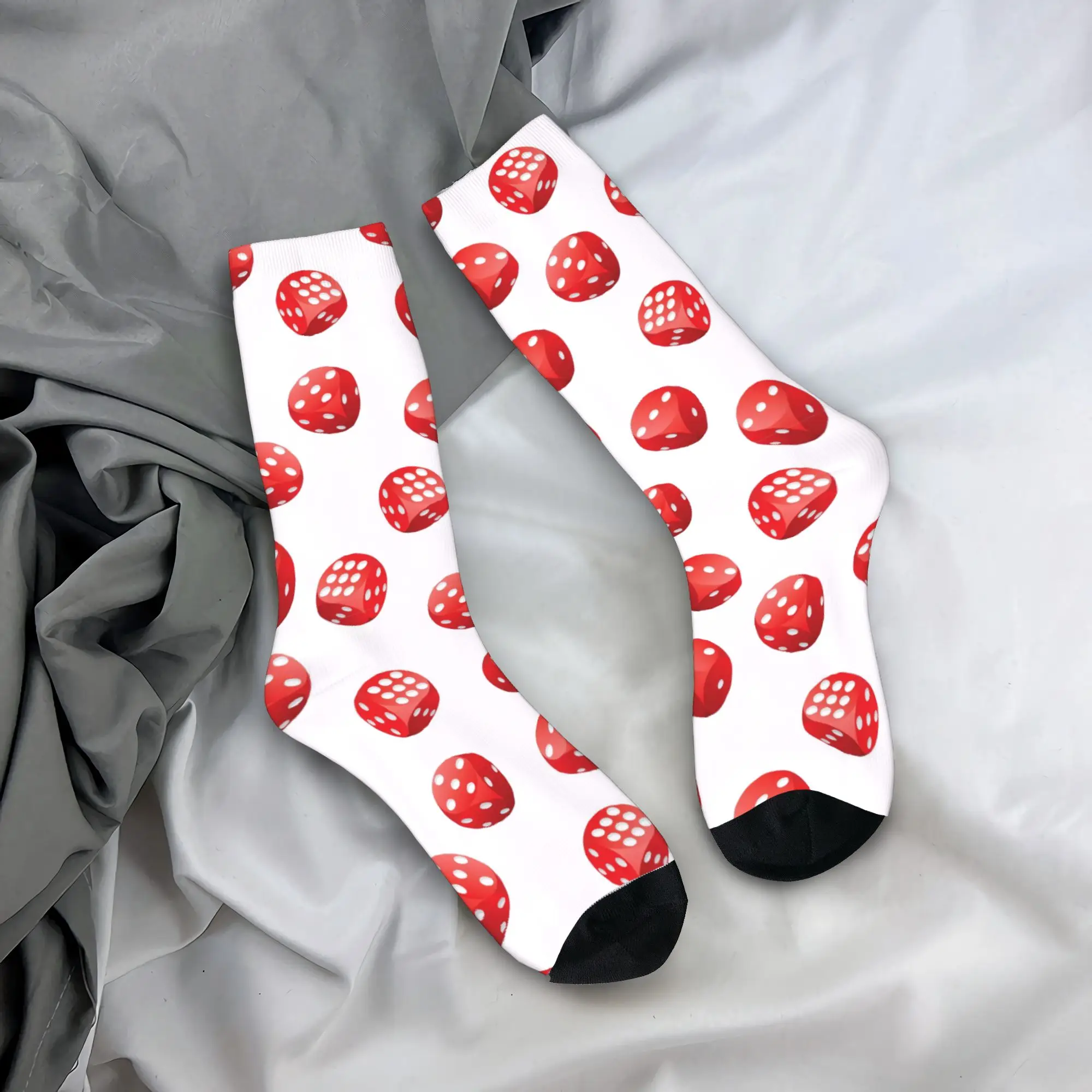الأحمر اللعب النردات الجوارب العصرية جوارب زوجين لينة تسلق الجوارب الخريف المطبوعة عدم الانزلاق الجوارب