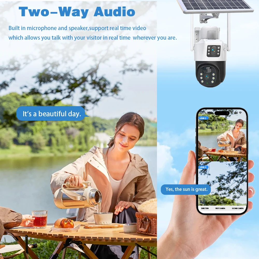 8MP 4K Dual Lens Solar  Wifi Security Cameras Wireless Outdoor WaterproofTracking Detection CCTV Monitoring Low Power EseeCloud