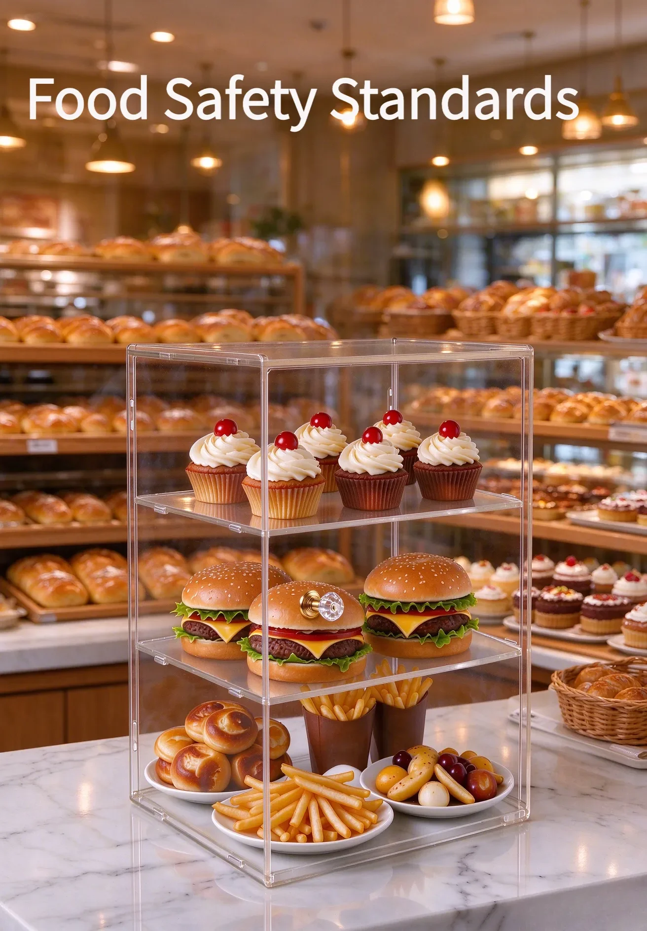 2/3-Tier Acrylic Display Case,Countertop Pastry Display Case, Bread Display case, Party Cake Cabinet, Cosmetic Case