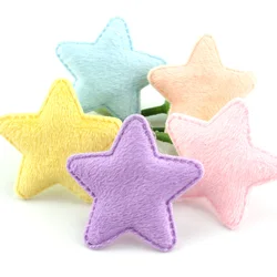 50Pcs 5.0cm Plush Star Furry Pentagram Padded Appliques For DIY Headwear Hairpin Crafts Decoration Clothing Accessories