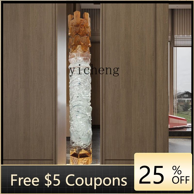 

AA New Chinese Style Wood Carving Pillar Transparent Resin Pendant Hanging Entrance Decoration Craft