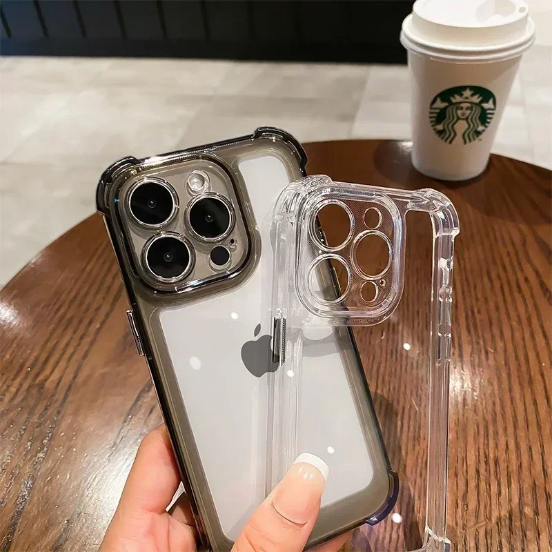 حافظة لهاتف آيفون 16 14 13 12 11 15 Pro Max X XR XS Max 7 8 16 Plus حافظة ممتصة للصدمات شفافة