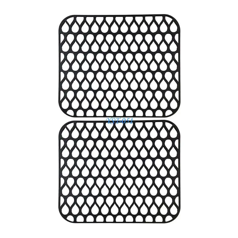 E15A Pack Of 2 Rubber Kitchen Sink Base Mats Heat Resistant And Slip Resistant