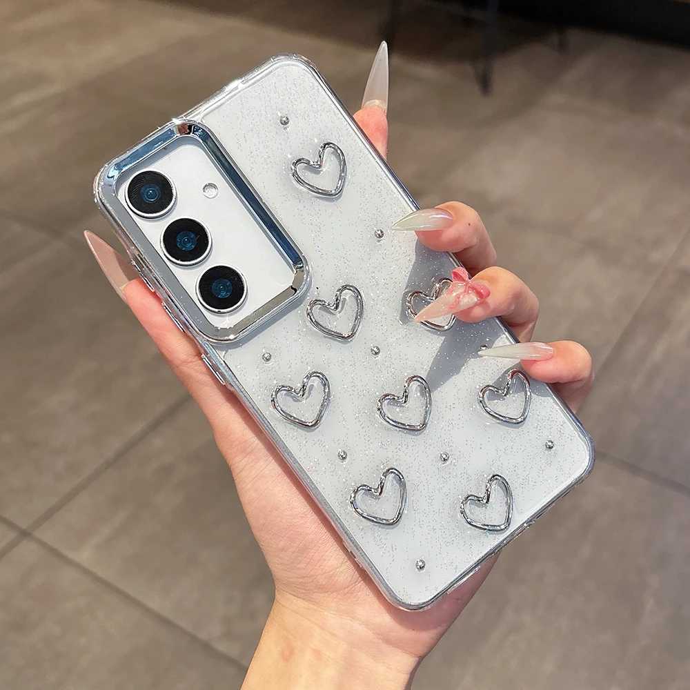 Niedliche 3D-Handyhülle mit silbriger Schleife für Samsung Galaxy A16 A25 A35 A56 A55 A54 A05S, weiche, stoßfeste, transparente Abdeckung, Epoxidharz-Hülle – Detail 5