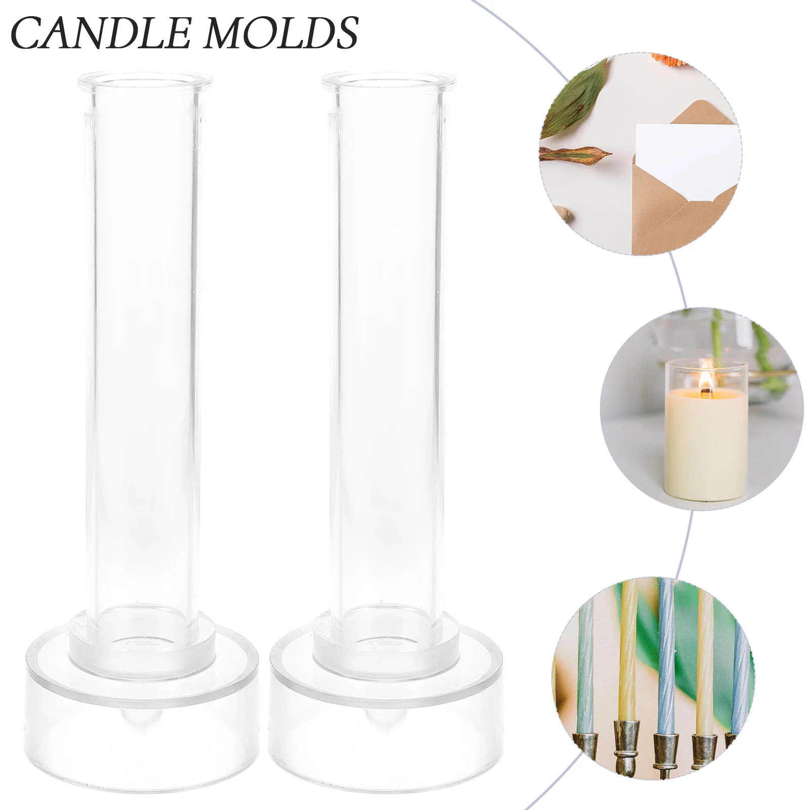 

2pcs Acrylic Mold For Diy Taper Pillar Candles Durable Wax Molds Easy Release Craft Making Decorative Tools