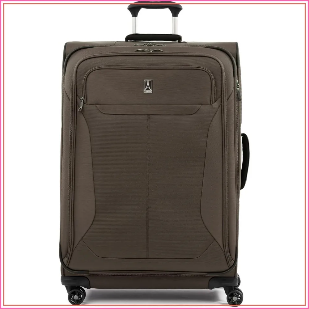Expandable 29 Inch Checked Luggage with 4 Spinner Wheels, Large Lightweight Suitcase, Espresso Brown