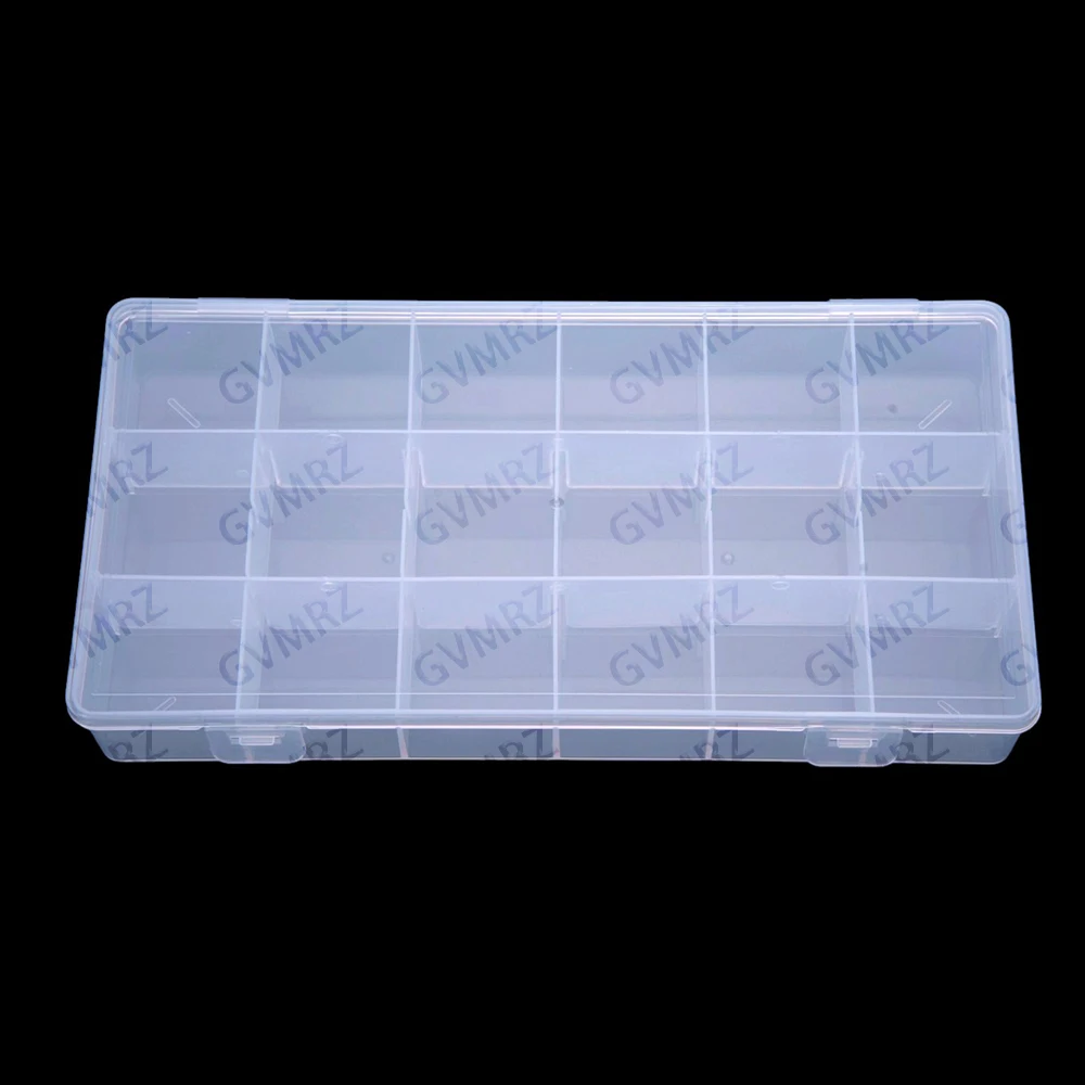 Clear 18 Compartment Electronic Parts Storage Box For IC Chip Integrated Circuit Diode Transistor Screw Hardware