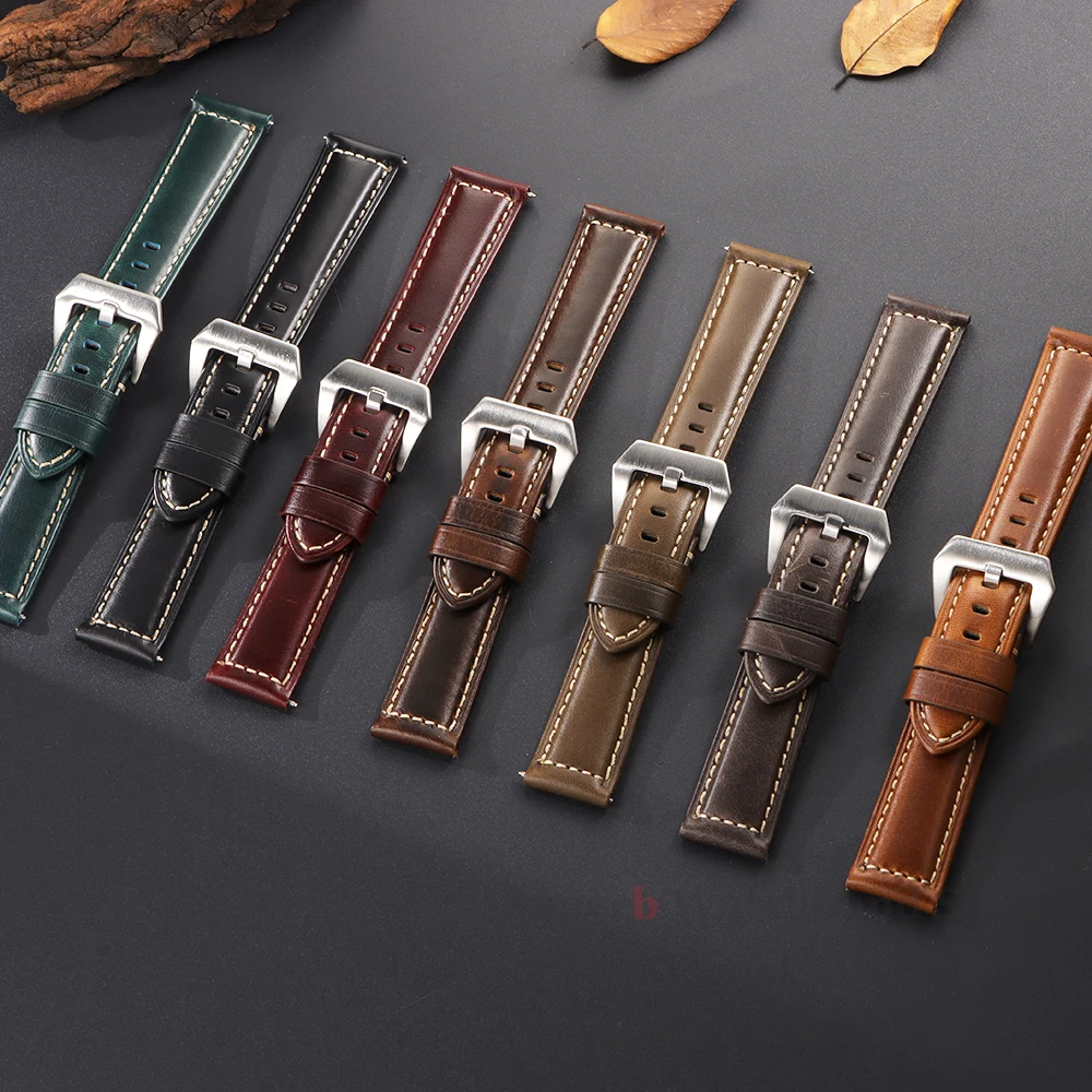 Pulseira de relógio de couro de vaca, 20mm 22mm 24mm 26mm para panerai pam111/441, pulseira esportiva de substituição para homens e mulheres para omega