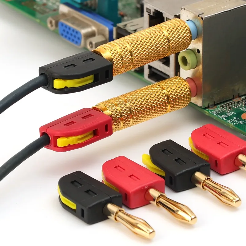 1-6Pcs 32A 4mm Banana Plug Solderless Quick Connect High Current Gold-Plated Banana Connectors Audio Copper Speakers Amplifier