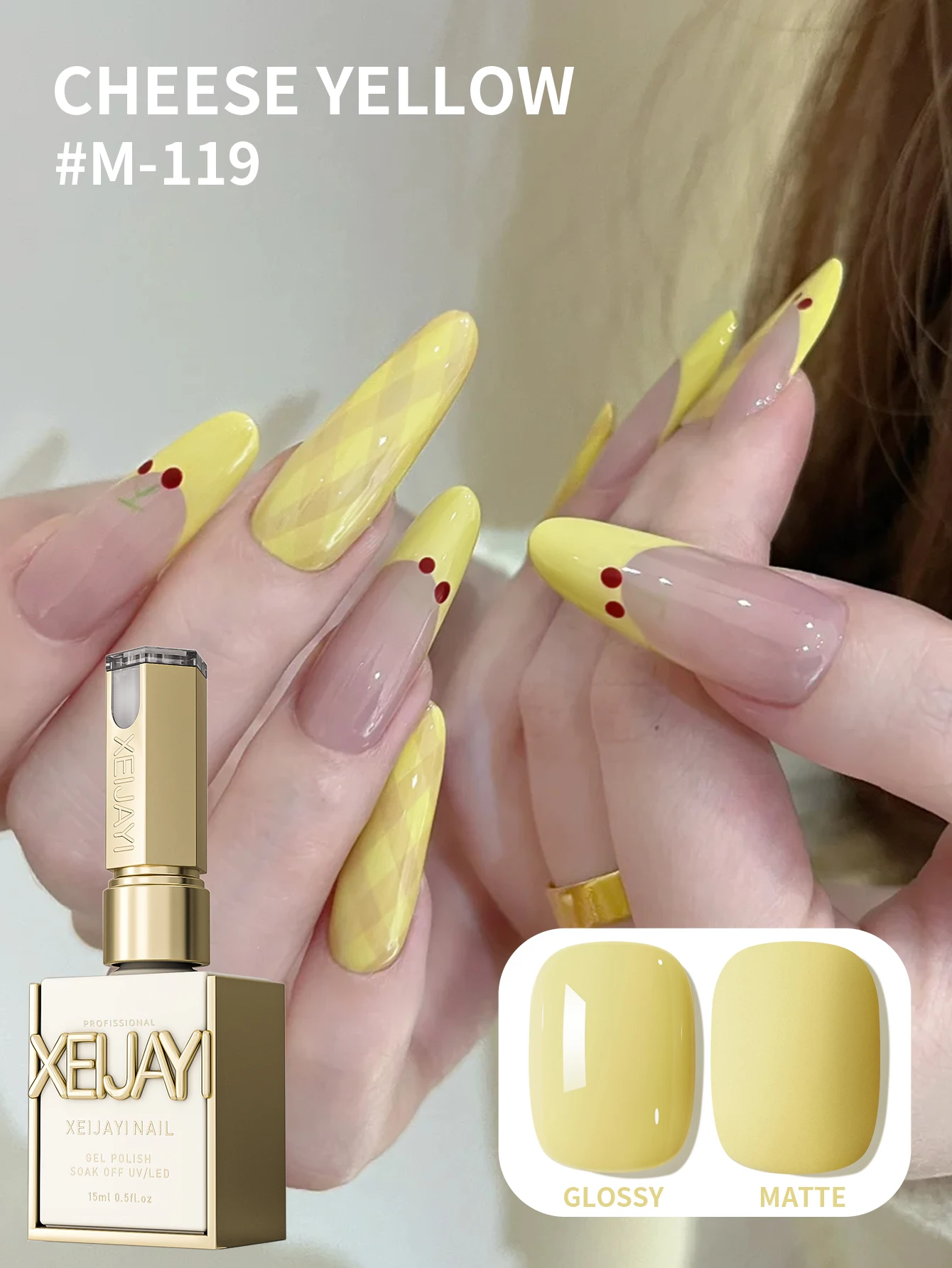 XEIJAYI – vernis à ongles Gel jaune fromage, 1 pièce, 15ML, non parfumé, formule UV LED, nuances vertes populaires, cadeau parfait