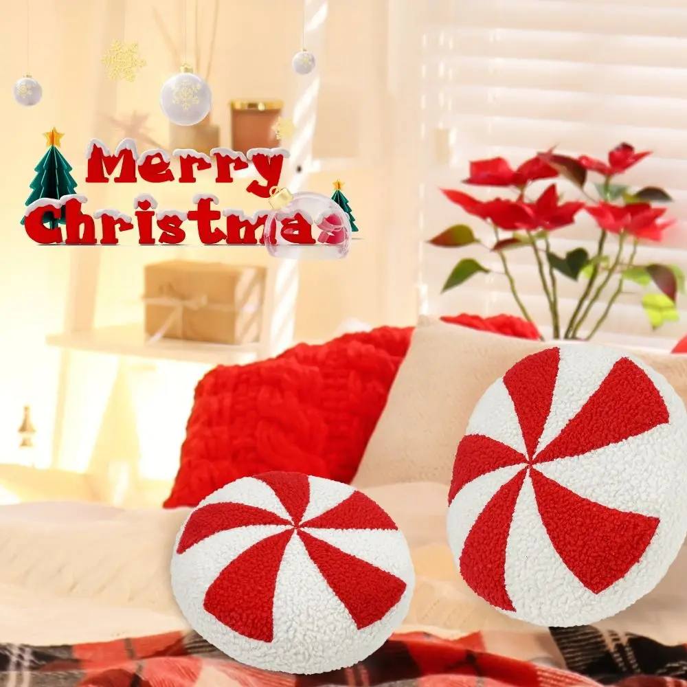 Creative 3D Christmas Candy Candy Pillow Handmade Cartoon Xmas Throw Pillow Exquisite Candy Plush Pillow Holiday Festival Decor
