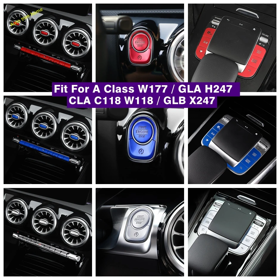 

Air Vent AC Outlet Engine Start Stop Button Multimedia Cover Trim For Benz A Class W177 / GLA H247 / CLA C118 W118 / GLB X247