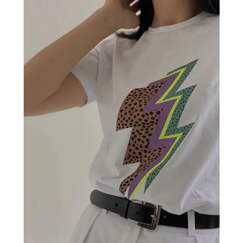 2024 Aesthetics Printed T Shirt Women Summer Loose Casual Soft Vintage L Female Clothing Cotton Lady Tops Y2k O Neck