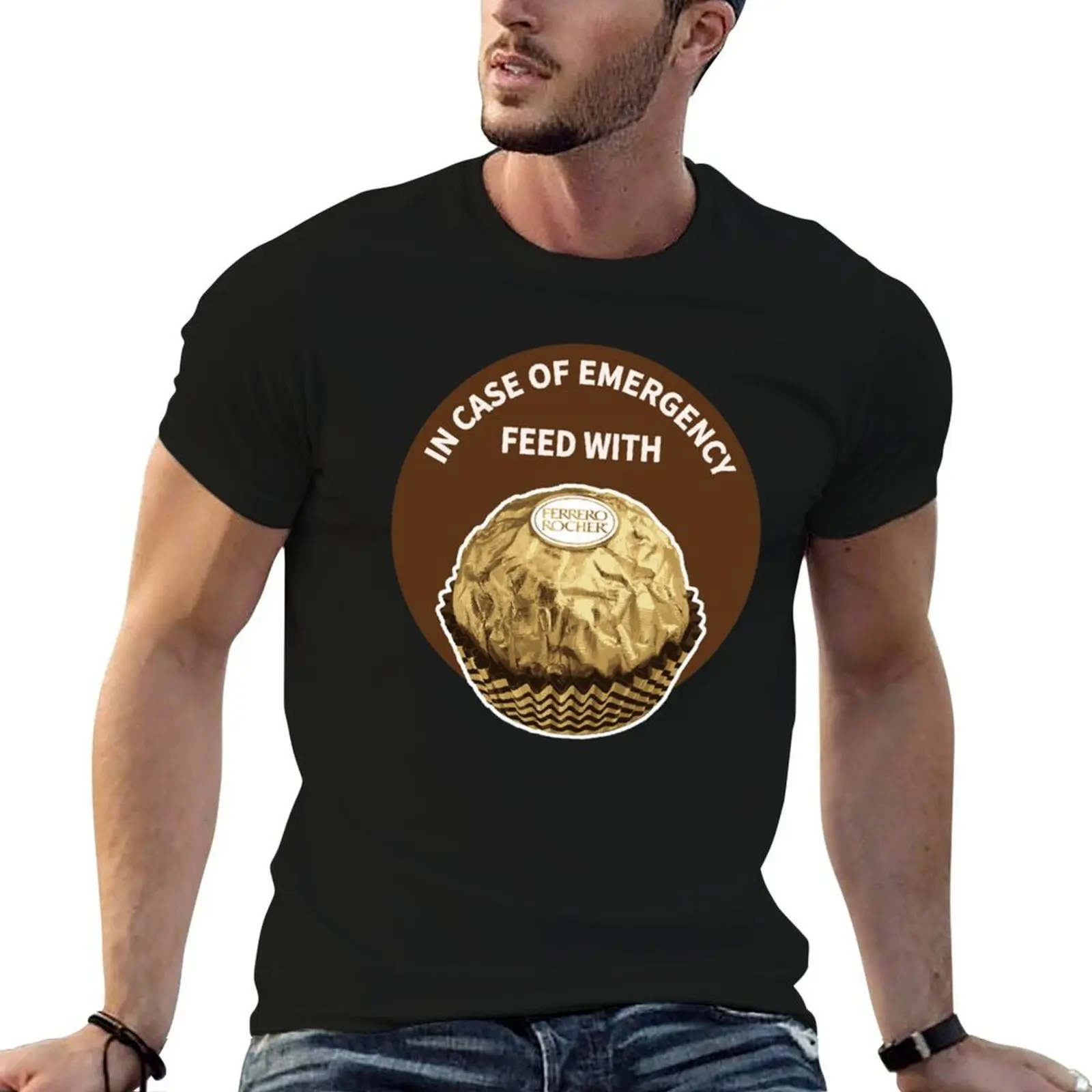 En caso de alimentación de emergencia con camiseta Ferrero Rocher, camisetas de algodón para hombre, camiseta 100% para hombre, camiseta de marca de lujo 100% algodón